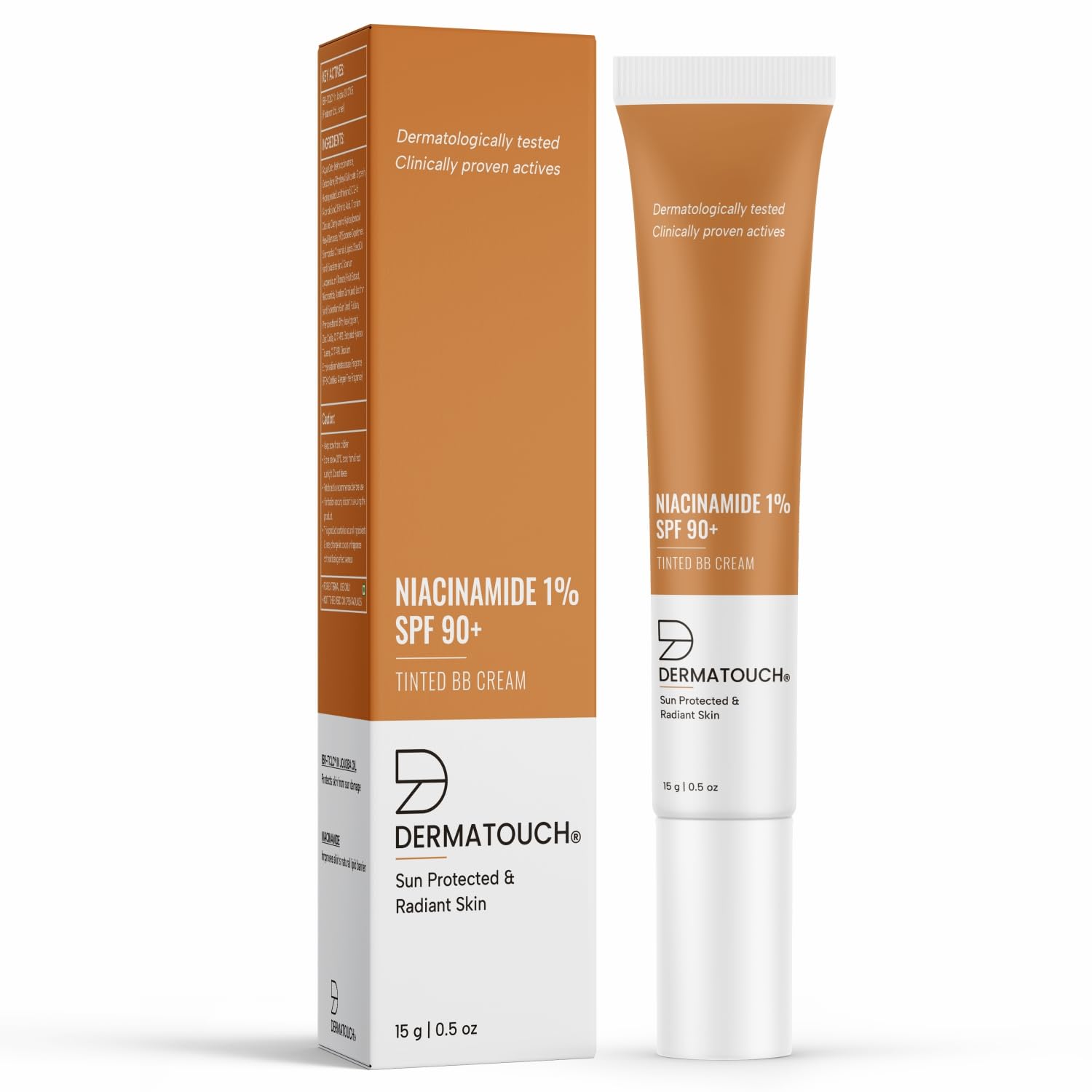 DERMATOUCH Niacinamide 1% SPF 90+ PA+++ Tinted BB Cream | For Sun Protected & Radiant Skin | UVA-UVB Protection | Suitable to All Skin Types | For both Men & Women