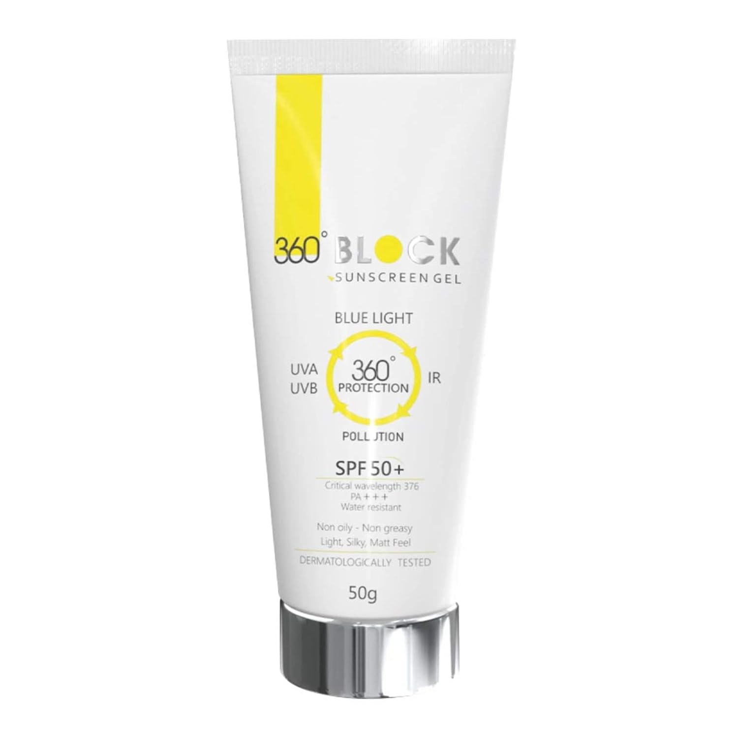 360 Block Sunscreen Gel SPF 50+ - Protects From UVA, UVB, Infra-Red Radiation (IR), Blue Light & Atmospheric Pollutants | 50g - Skiynse Dermatologique