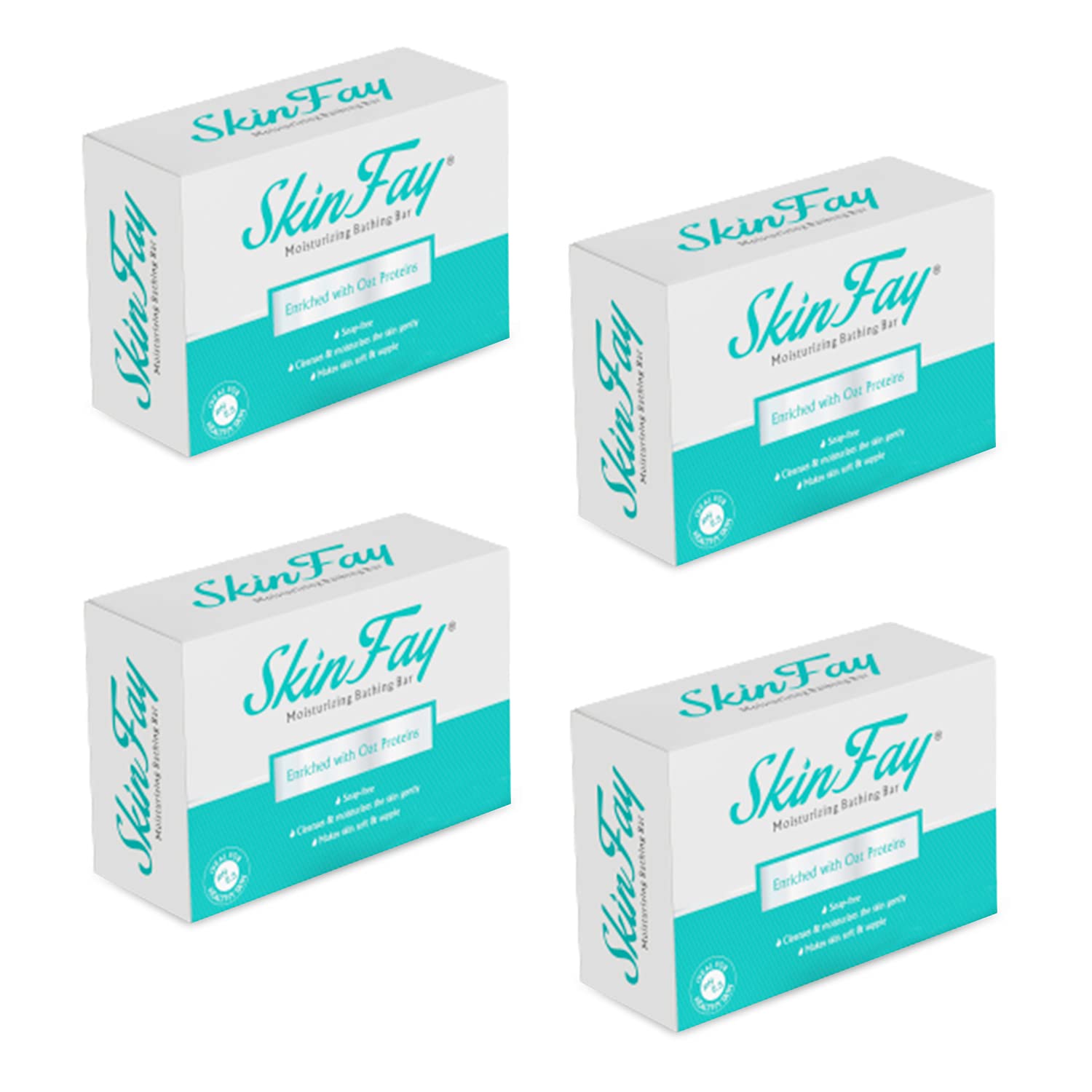 Skinfay Bathing Bar | Enriched with Oat Proteins & Aloe vera extract | Lipid Layer Enhancing Technology | Supple Skin | Mild & Gentle Soap | Soap-free | Skin-friendly | Vegetarian | 75g ( Pack of 4 )