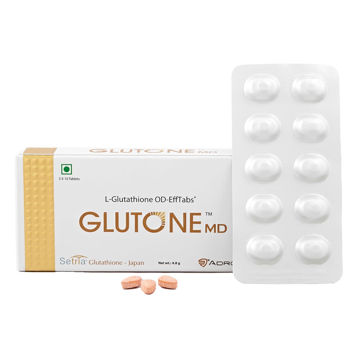 Glutone MD – Glutathione Mouth-Dissolving Tablets| Made with Setria L-Glutathione (Japan) 100mg| Radiant Glow & Even Skin Tone| Pack of 30 Tablets