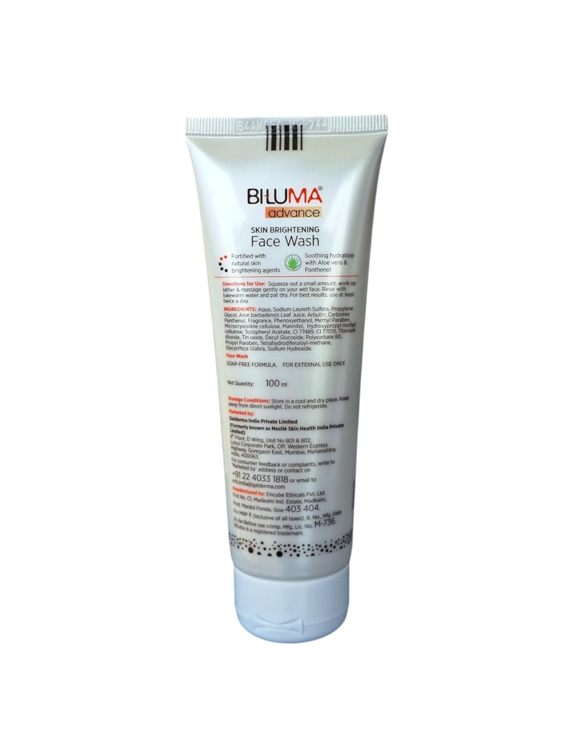 Biluma Advanced Daily Skin Brightening and Rejuvenating Face Wash for Radiant and Even-Toned Skin ,100 ml - Skiynse Dermatologique
