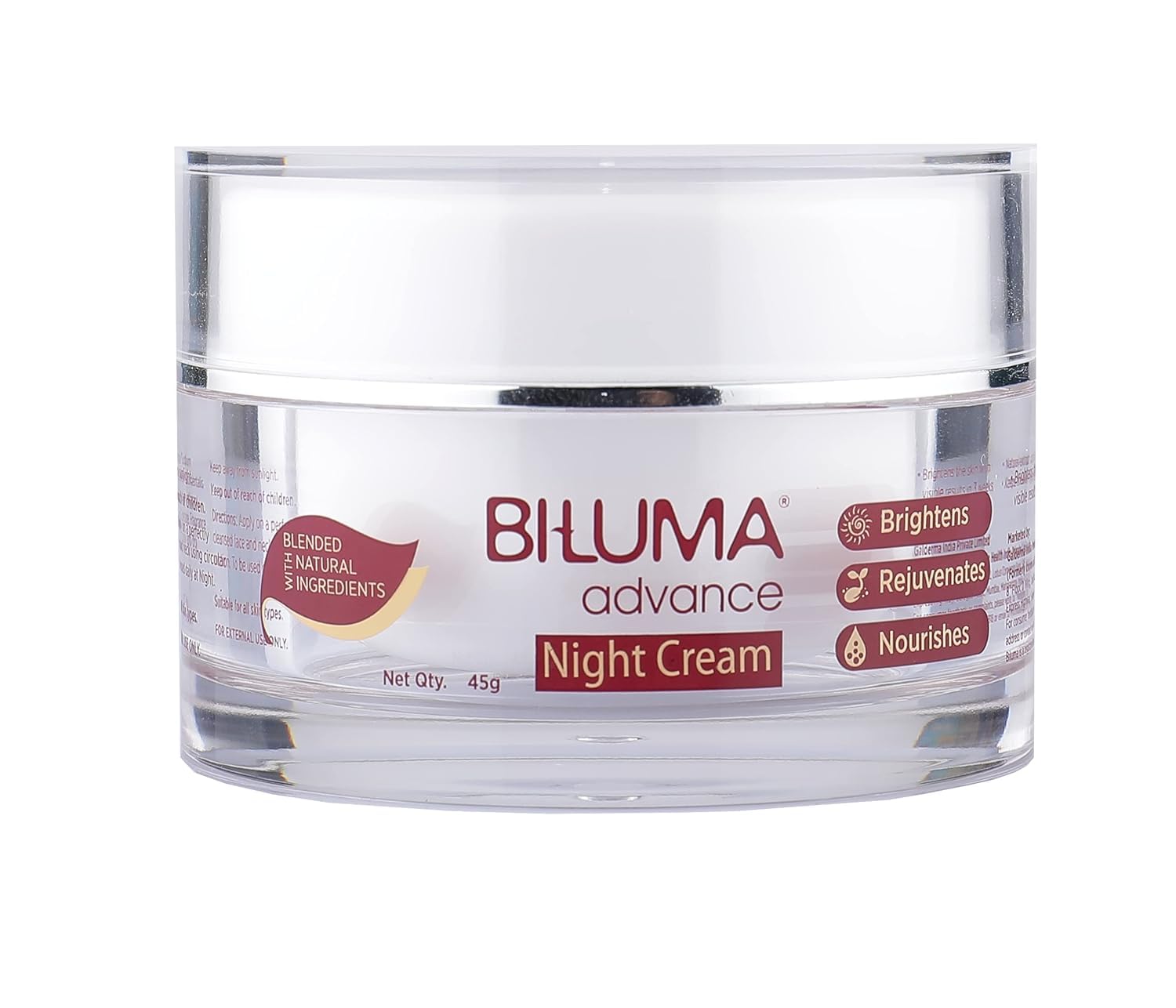 Biluma Advance Skin Brightening Night Cream, for even skin tone, Dark spots and Wrinkles, 45g - Skiynse Dermatologique