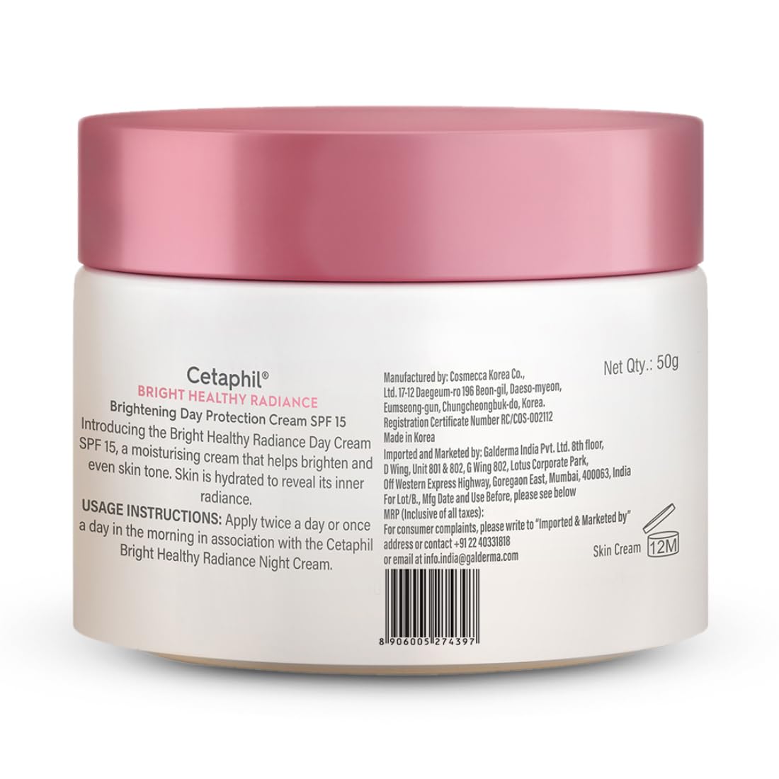 Cetaphil Brightening Day Protection Cream SPF 15 | Day Cream for Dark Spots, Uneven Skin Tone| Fragrance-Free, 50g