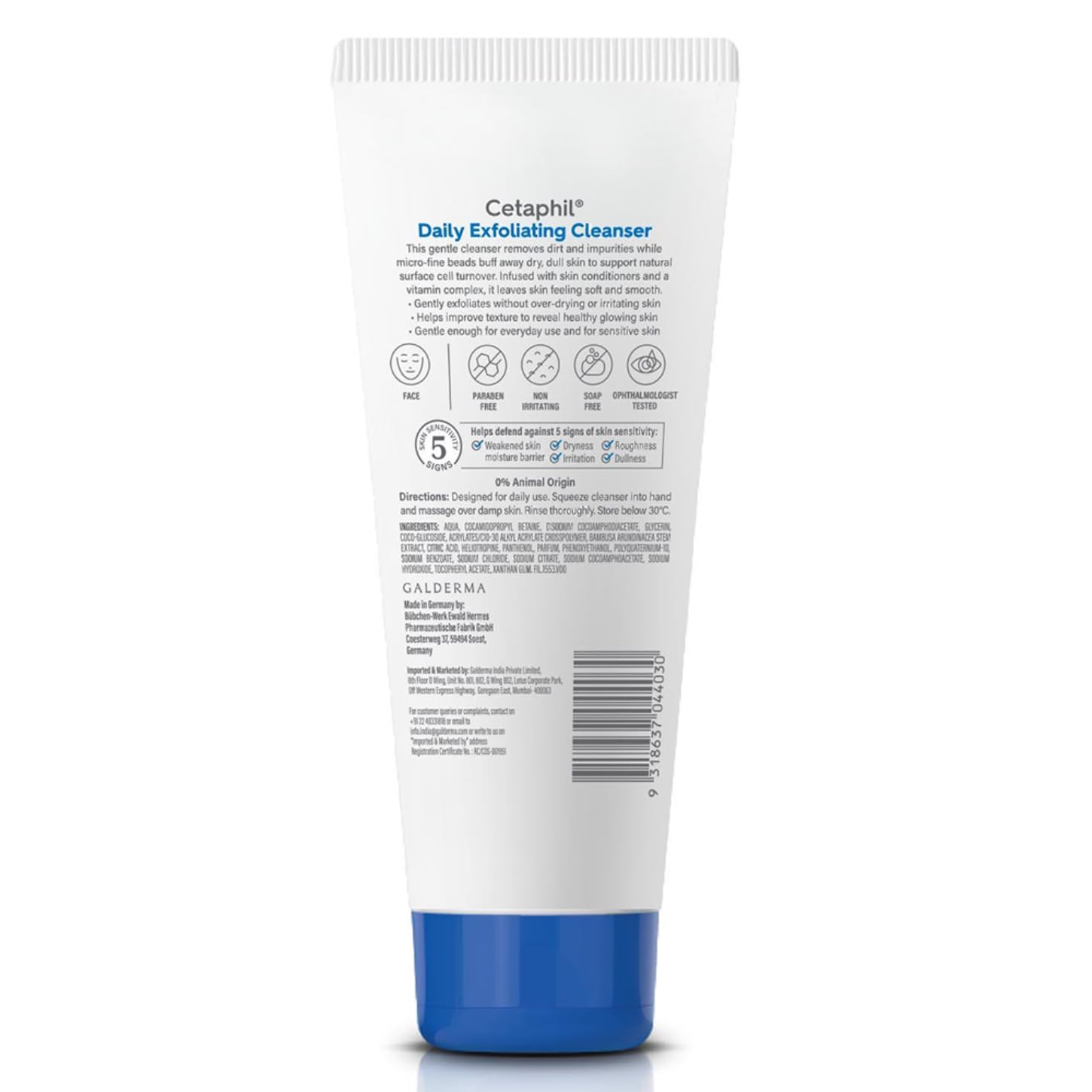 Cetaphil Daily Exfoliating Cleanser, 178 ml | Normal, Dry & Oily Skin,Scrub For Glowing Skin, Non-irritating
