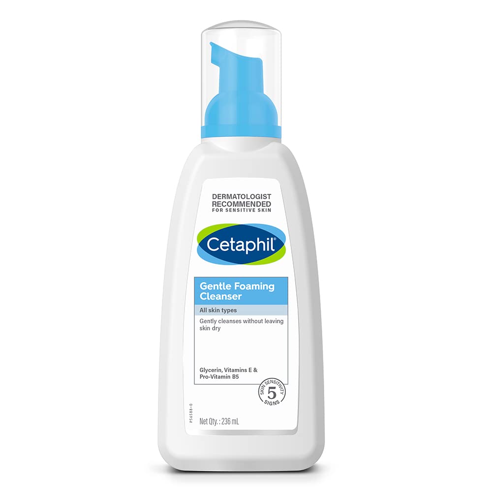 Cetaphil Foaming Face Wash, Gentle Foaming Cleanser For All Skin Types, 236 ml| Foaming Face Wash With Vitamin E, B5| Dermatologist Recommended