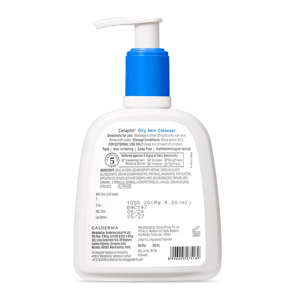 Cetaphil Oily Skin Cleanser , Daily Face Wash for Oily, Acne prone Skin , Gentle Foaming