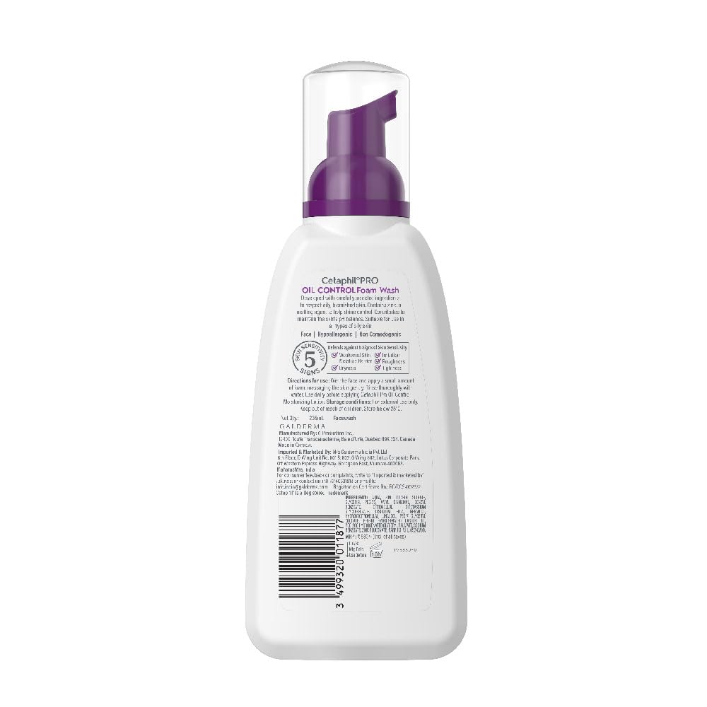 Cetaphil Pro Oil Control Foam Face Wash for Acne & Oily Prone Skin, 236ml
