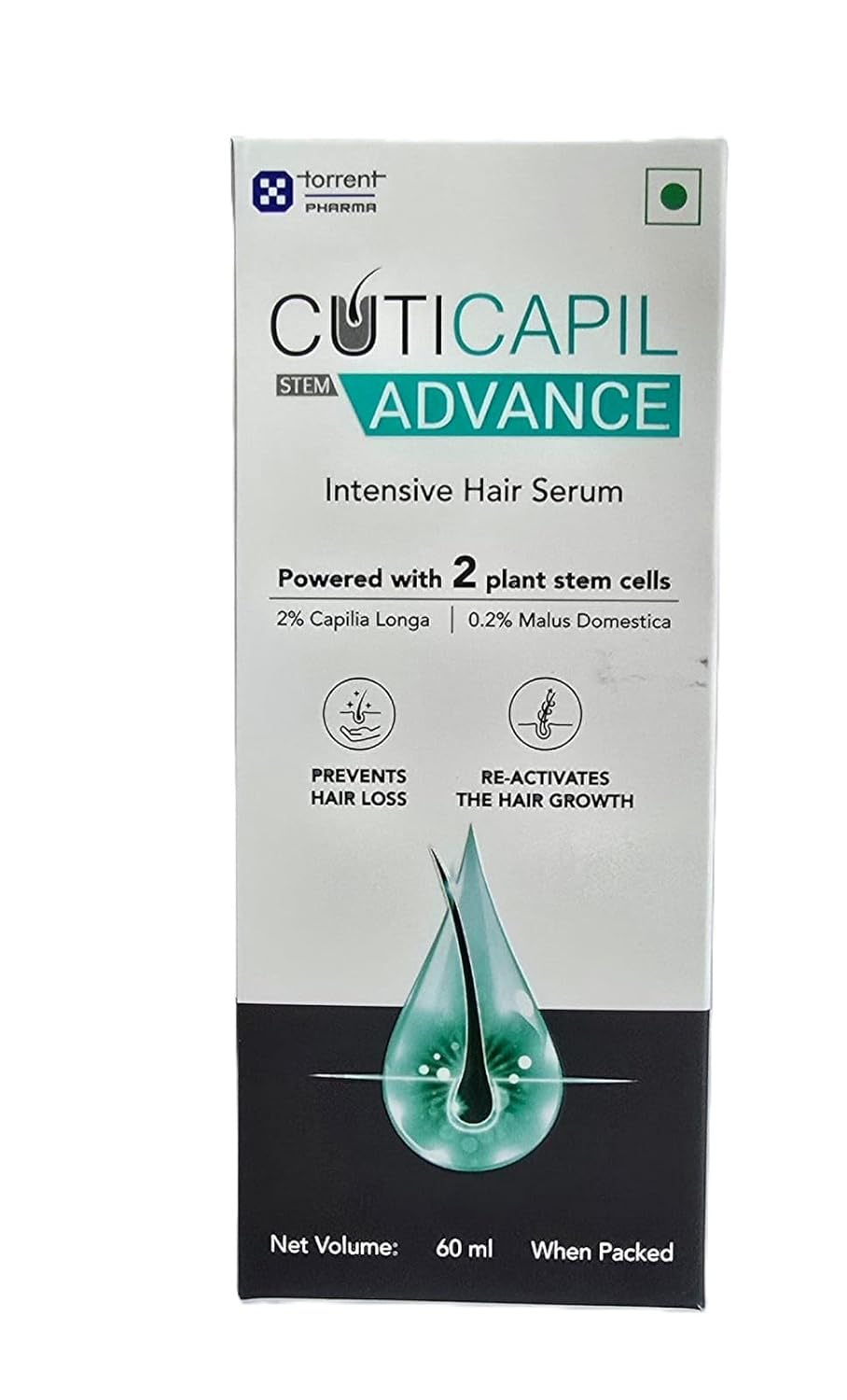 Cuticapil Stem Advance Intensive Hair Serum, 60ml | Plant Stem Cell Formula, Hair Growth and Anti-Hair Fall Treatment