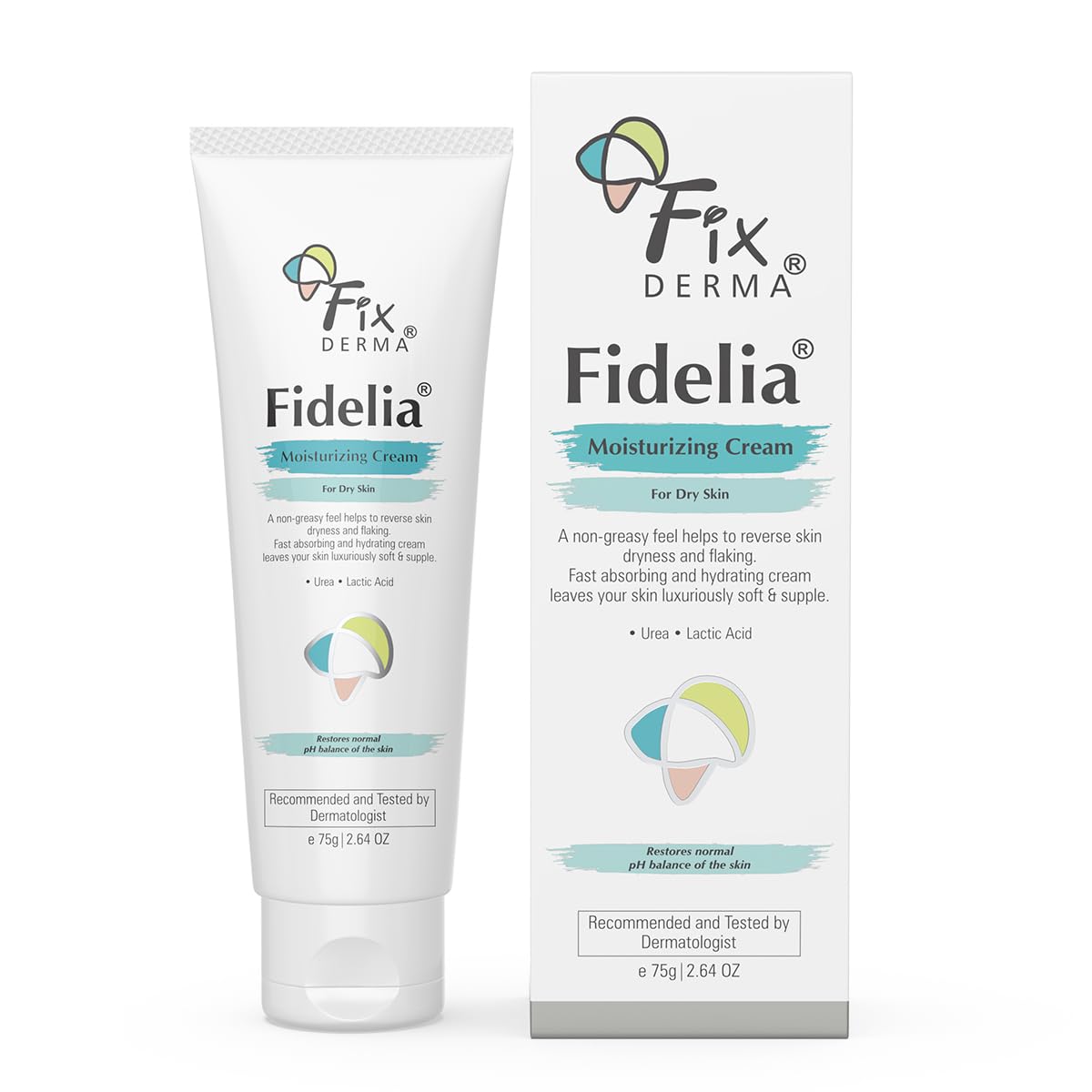 Fidelia Moisturizing cream | Daily Moisturizer for Dry & chapped skin | Provides Hydration and Moisturization, Non-Comedogenic & Non-Greasy formulation - 75 gm ( Pack of 2 )