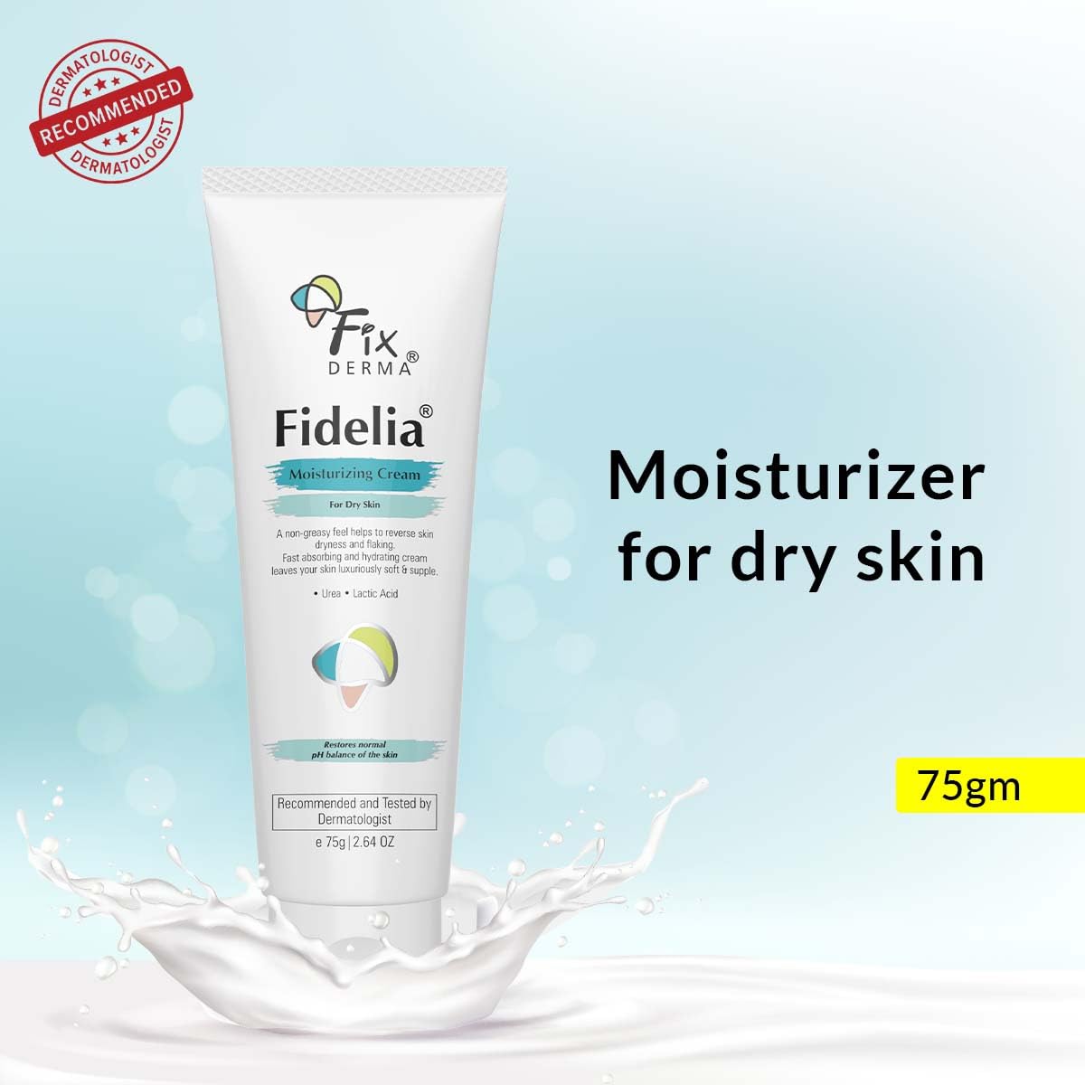 Fidelia Moisturizing cream | Daily Moisturizer for Dry & chapped skin | Provides Hydration and Moisturization, Non-Comedogenic & Non-Greasy formulation - 75 gm ( Pack of 2 )