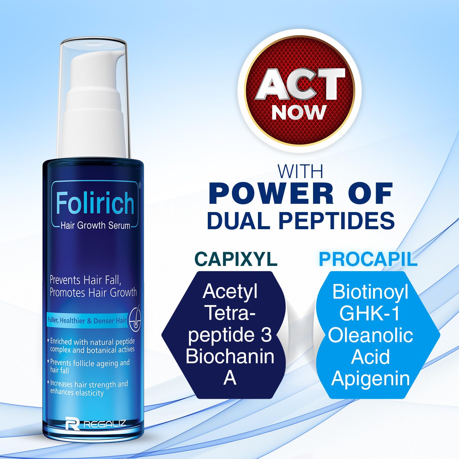 Folirich Hair Growth Serum | Nourishes Hair Promotes Regrowth Reduces Breakage | 60 ml - Skiynse Dermatologique