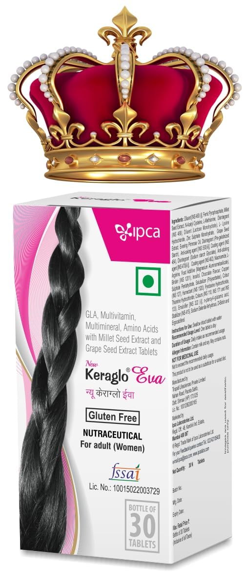 Keraglo Eva Hair Growth Tablets For Women 30 Tabs – Revolutionary Gender Based Formulae | Nourishes Scalp, Supports Follicles & Strengthens Strands – Hair Supplements