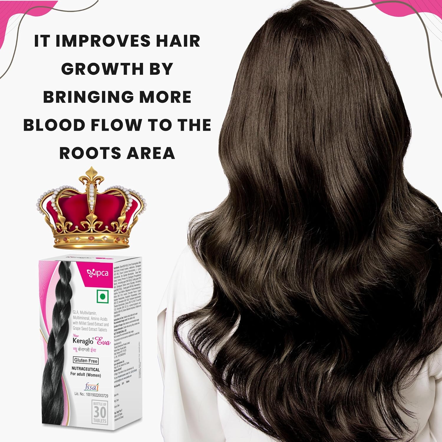 Keraglo Eva Hair Growth Tablets For Women 30 Tabs – Revolutionary Gender Based Formulae | Nourishes Scalp, Supports Follicles & Strengthens Strands – Hair Supplements