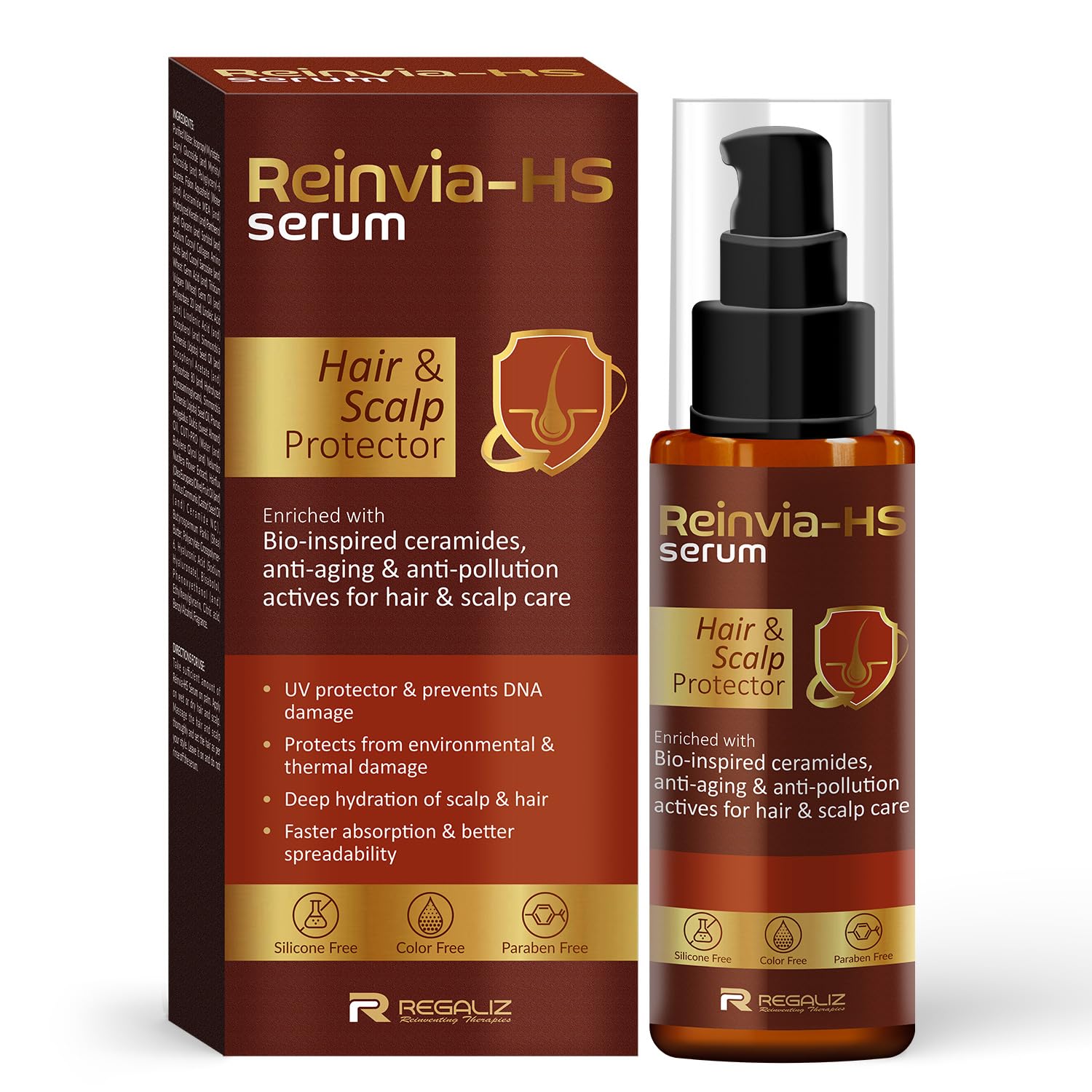 Reinvia-HS Hair & Scalp Protector Serum  for UV & DNA Protection, Lightweight & Hydrating Formula | 90ml - Skiynse Dermatologique