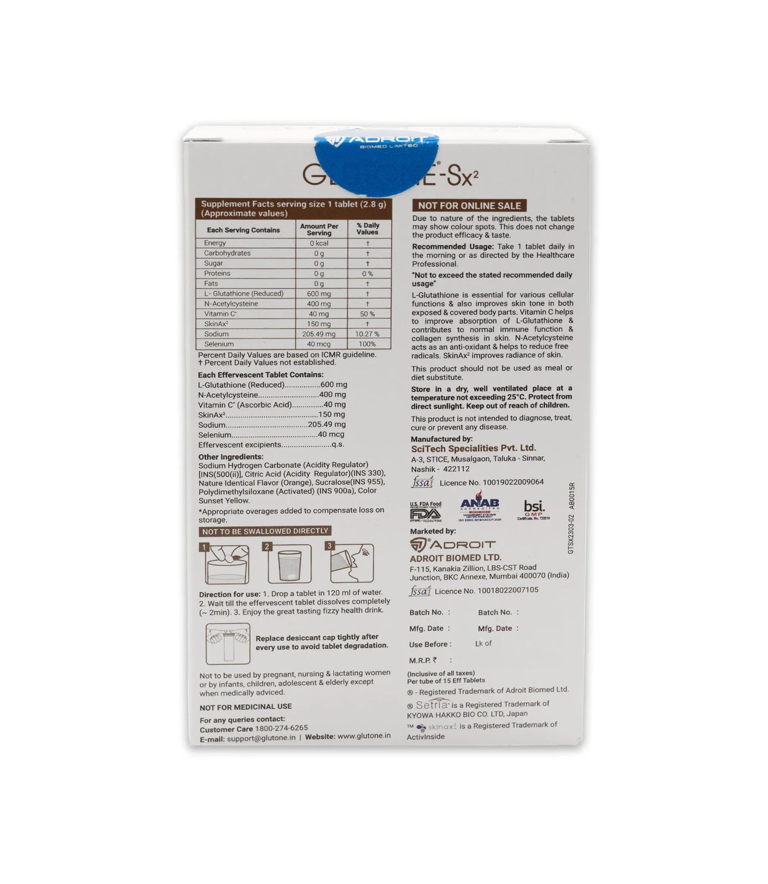 Glutone-SX2 Effervescent Tablet | 15 Tablets