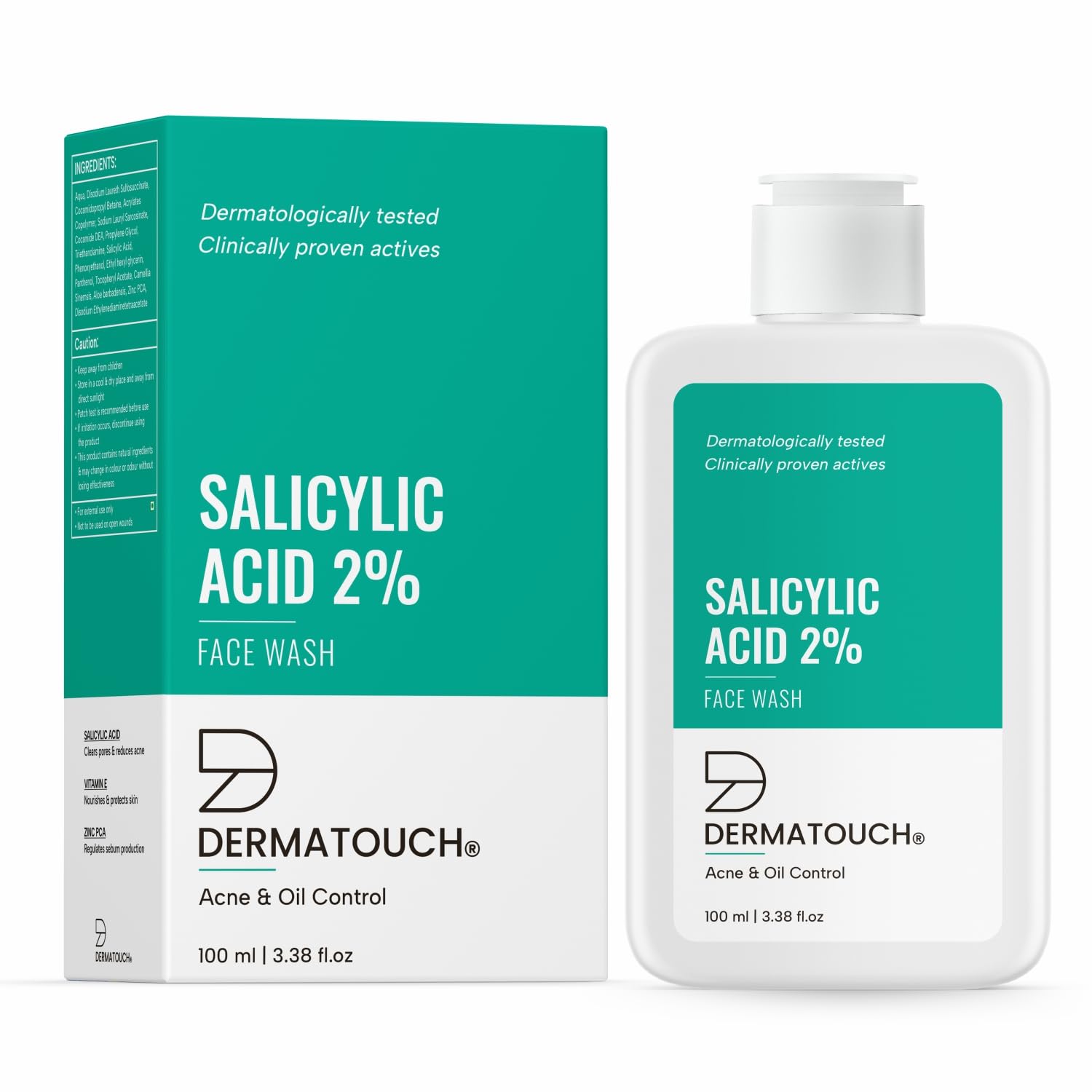 DERMATOUCH Salicylic Acid 2% Face Wash | For Acne & Oil Control | Suitable to All Skin Types | For both Men & Women ( Pack of 2 )