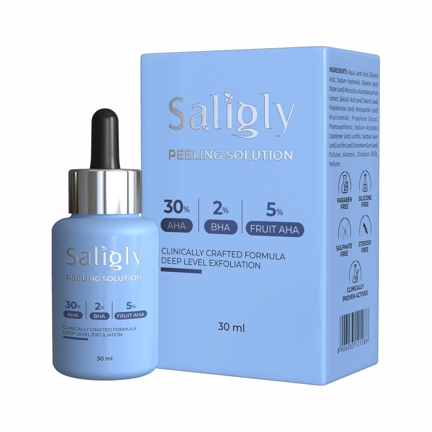 Saligly 30% Aha + 2% Bha + 5% Liquid Fruit Aha Peeling Solution | 30 ml - Skiynse Dermatologique