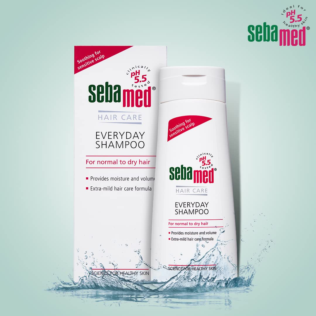 Sebamed Everyday Shampoo 200 ml|pH 5.5|Normal to dry hair| mild|Gives moisture & volume |phthalates & SLS and parabens free |men & women l shampoo for dry scalp Toxin free l Clinically proven l Toxin free