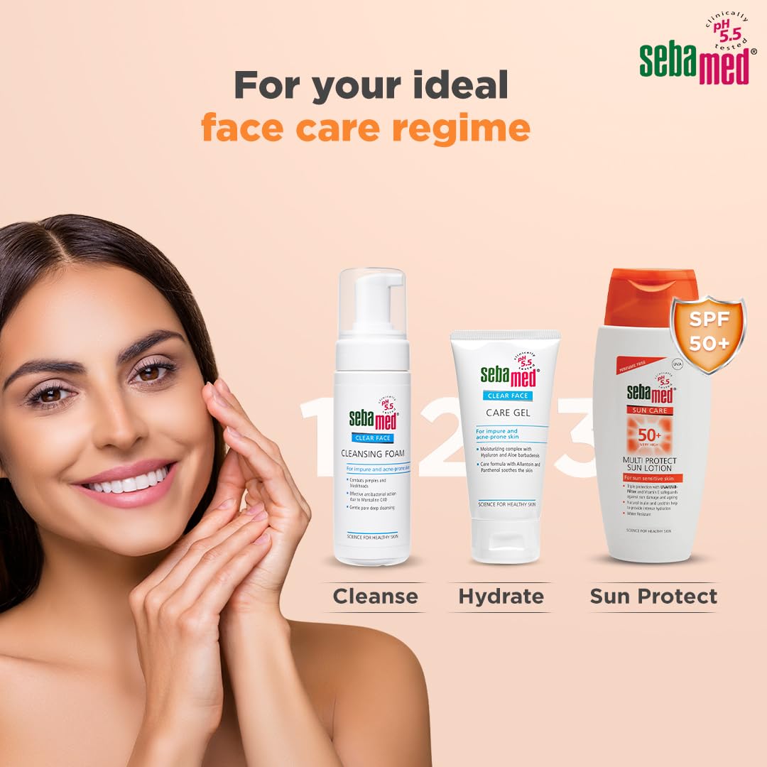 Sebamed Multi Protect Sun lotion SPF 50, 150 ml I UVA/UVB Protection filter I Water resistant sunscreen with pH 5.5 I Vitamin E I men & women I Suitable for children I Clinically tested