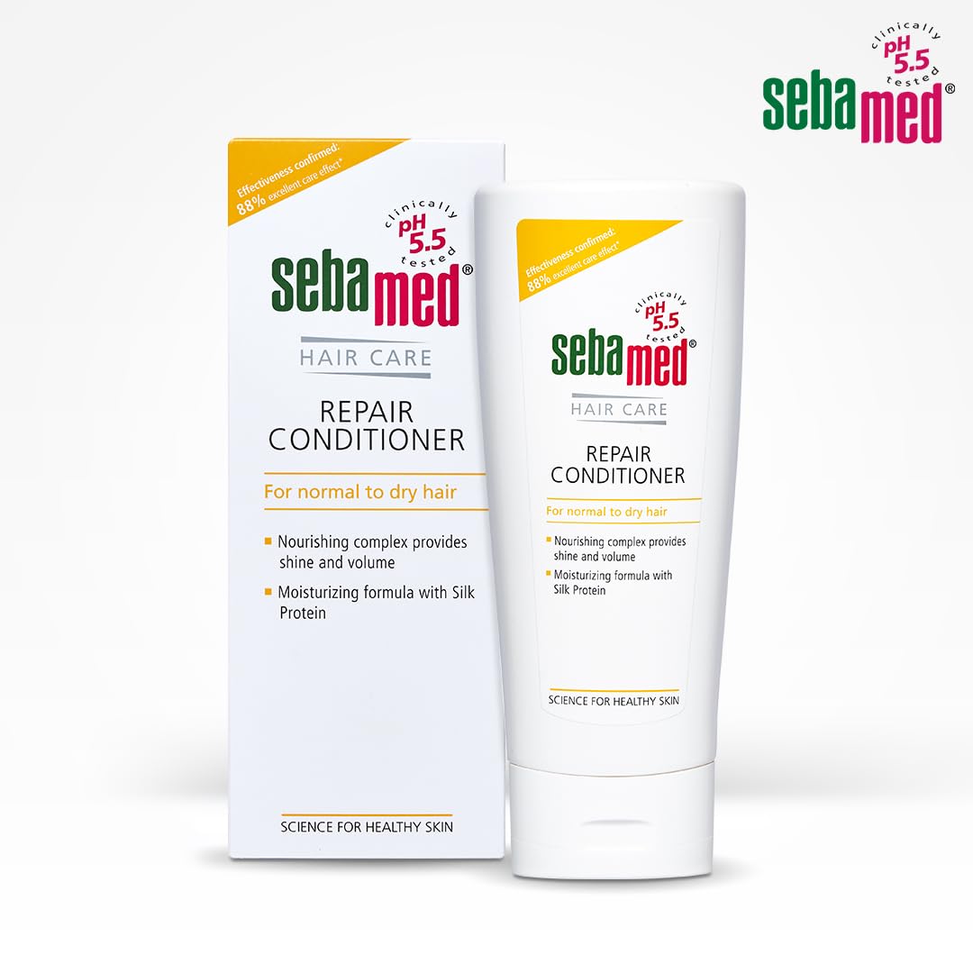 Sebamed Hair Repair Conditioner | Ph5.5 I 88% 'Excellent Care' Results | Repairs Dry, Damaged Hair & Scalp | Moisturizing Formula Adds Shine & Volume Unscented, 200 ml