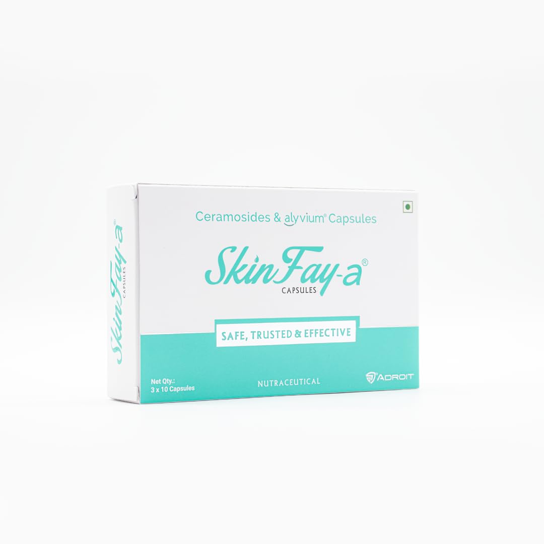 Skinfay- A Capsule combination of ceramoside & alyvium | For Inflammation | Improves skin moisturization | Alyvium 300mg | Ceramosides 35mg ( 30 Tablets )