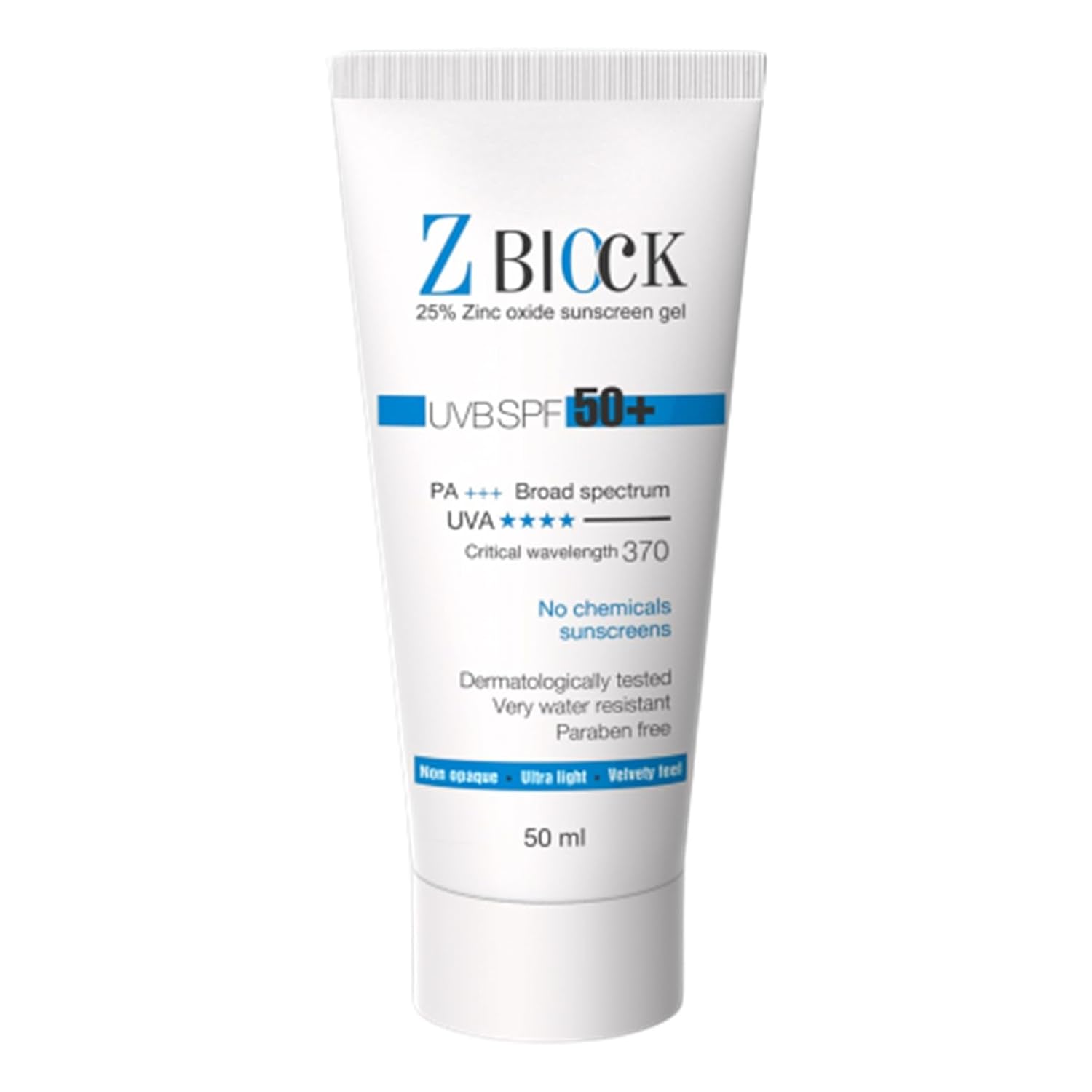 Z Block Zinc Oxide Sunscreen Gel SPF 50+ PA+++ 25% Zinc Oxide | All Skin Type | 50 ml - Skiynse Dermatologique