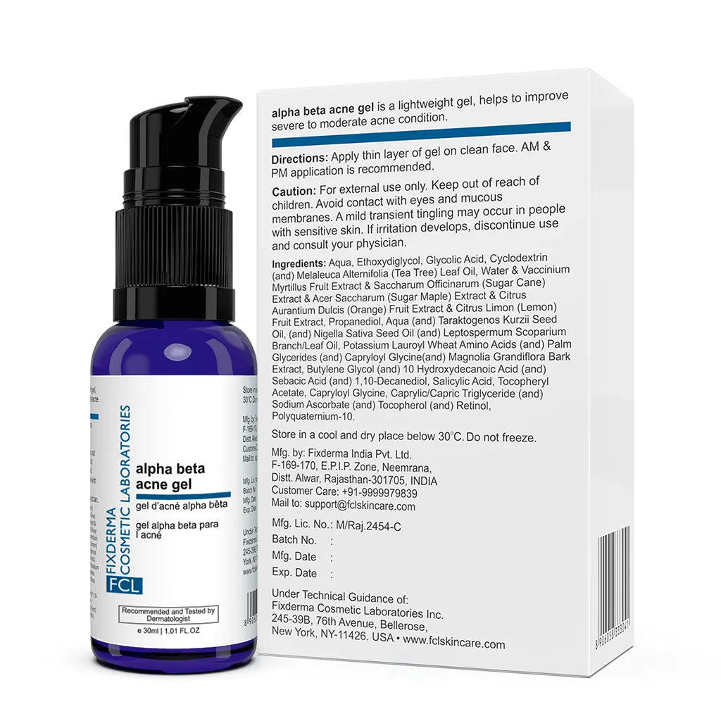 FCL Alpha Beta Acne Gel | 30 ml | Salicylic & Glycolic Acid – Clears Breakouts & Unclogs Pores