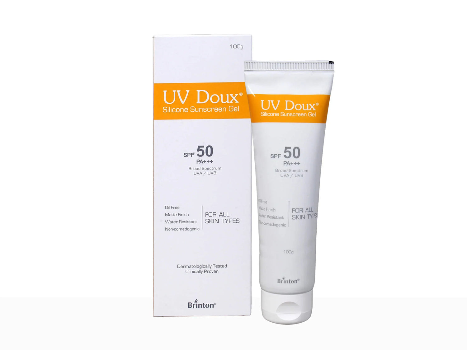 UV Doux Silicone Sunscreen Gel with SPF 50 and PA+++ Broad Spectrum for Face & Body with No White Cast| Non Comedogenic, Paraben Free, Water Resistant | Clinically Proven,Benzene free