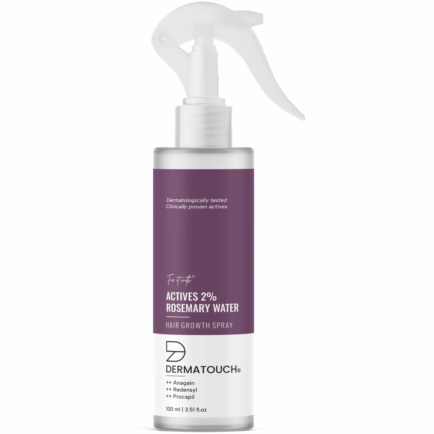 DERMATOUCH Rosemary Water Spray For Hair Growth  | Advance 2% Actives Rosemary, Redensyl, Anagain + Procapil Hair Spray Mist for Hair Fall Control, Stimulates Hair Growth, Adds Shine , Strengthens Hair