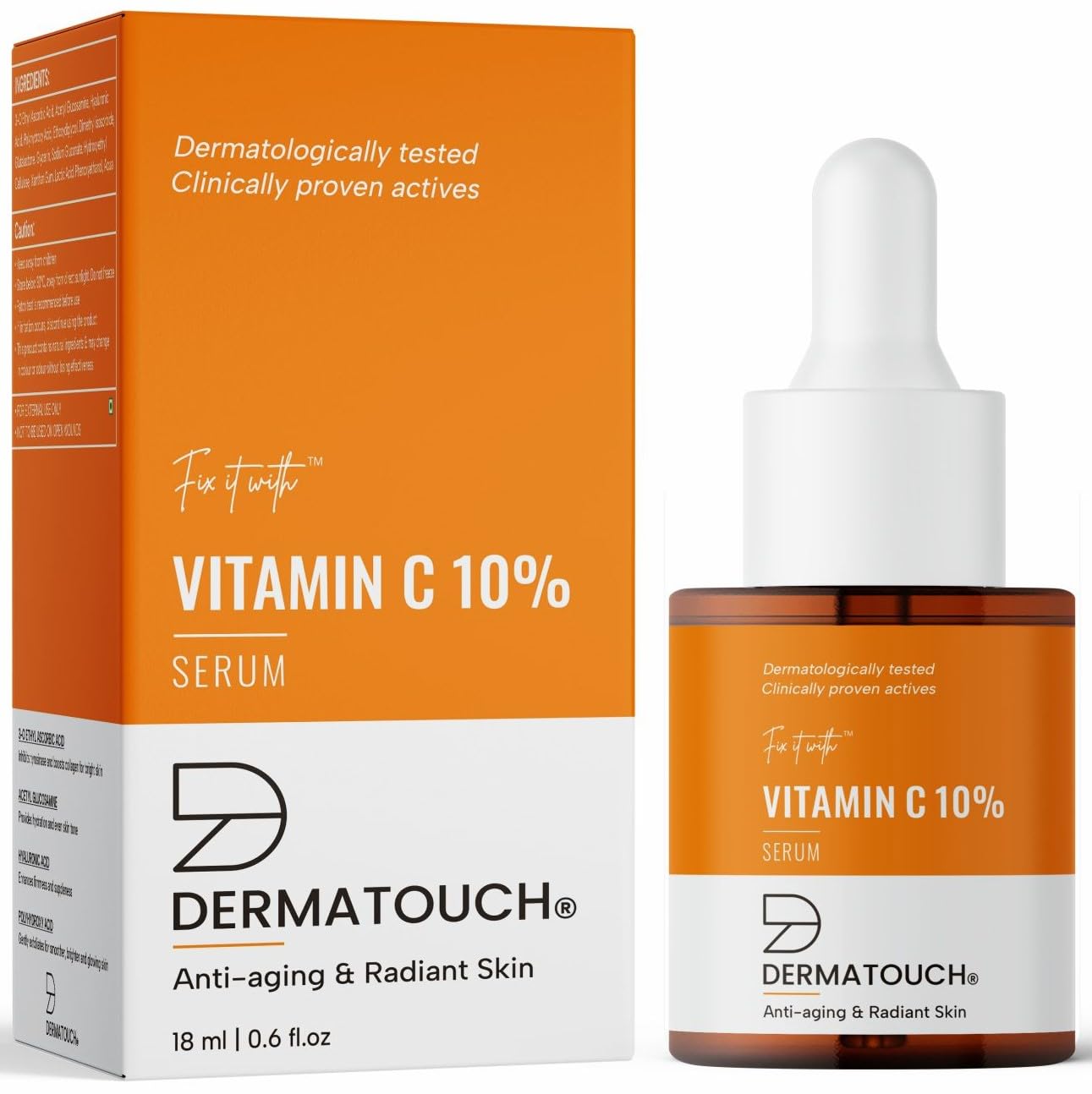 DERMATOUCH Vitamin C 10% Serum | For Anti-aging and Radiant Skin | For All Skin Types | For Both Men & Women
