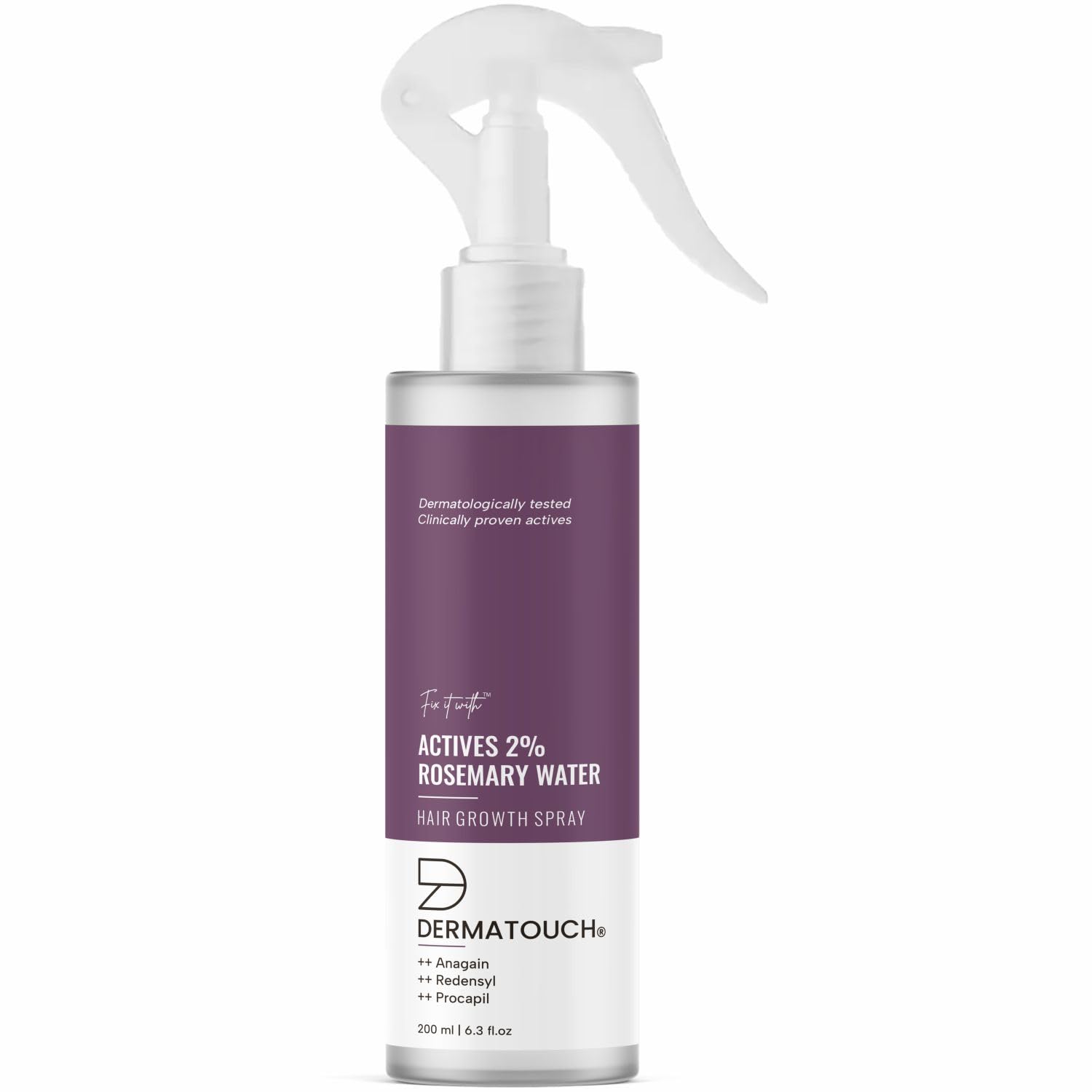 DERMATOUCH Rosemary Water Spray For Hair Growth  | Advance 2% Actives Rosemary, Redensyl, Anagain + Procapil Hair Spray Mist for Hair Fall Control, Stimulates Hair Growth, Adds Shine , Strengthens Hair