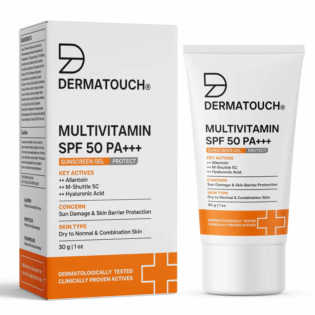 DERMATOUCH Multivitamin SPF 50 Pa+++ Sunscreen Gel For All Skin Types | UVA-UVB Protection |Zero White Cast | Unisex ( Pack of 2 )