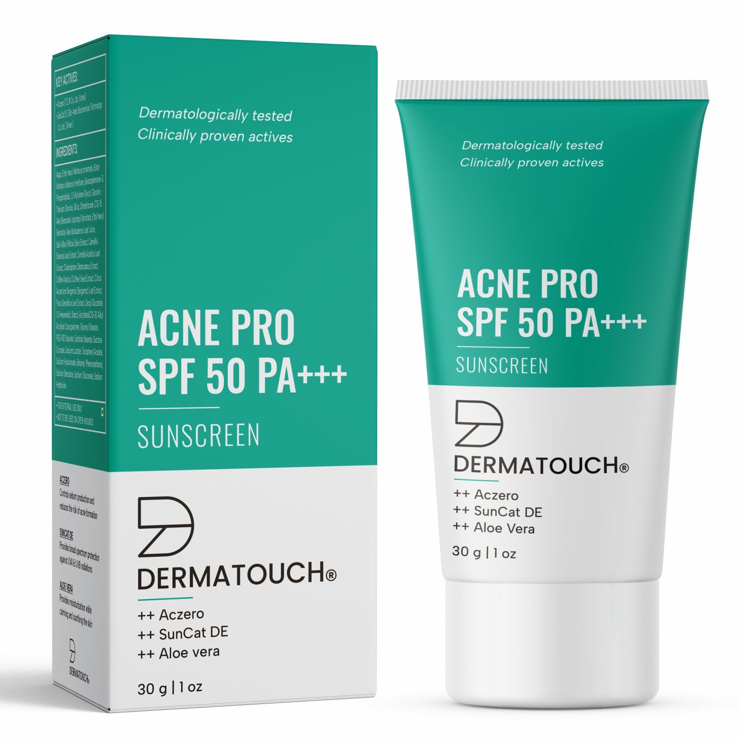 DERMATOUCH Acne Pro SPF 50 PA+++ Sunscreen | Non-acnegenic | UVA-UVB Protection | Zero White Cast