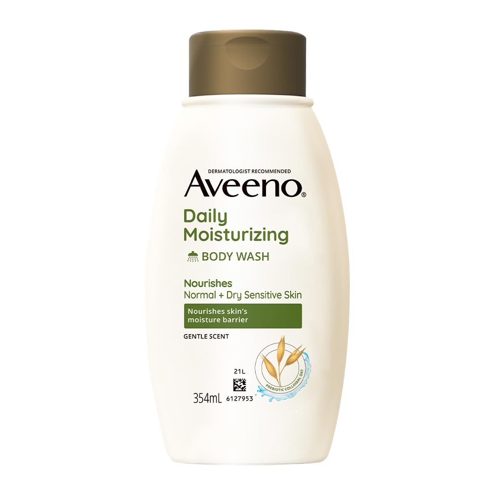 Aveeno Daily Moisturizing Body Wash with Soothing Oat, Creamy Shower Gel, Soap-Free and Dye-Free, Light Fragrance for Sensitive skin