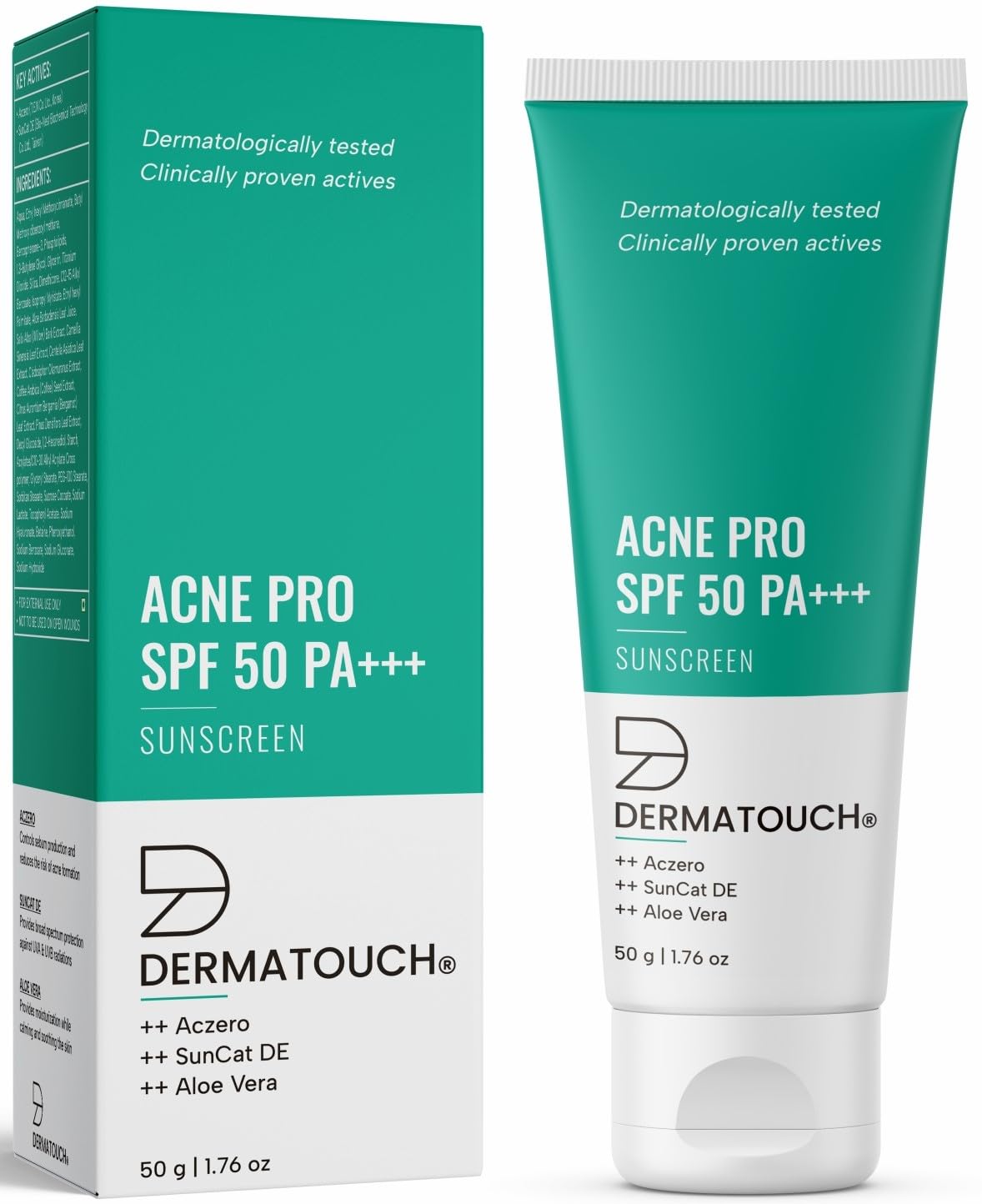 DERMATOUCH Acne Pro SPF 50 PA+++ Sunscreen | Non-acnegenic | UVA-UVB Protection | Zero White Cast