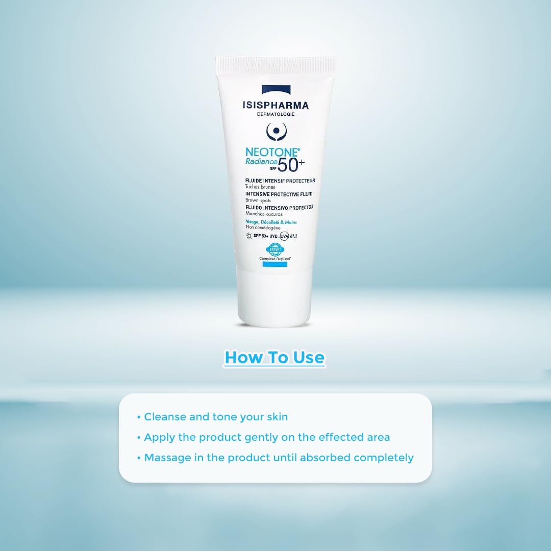 Isispharma Neotone Radiance SPF 50+ Anti Dark Spots - Intensive Protective Fluid - High Tolerance Sun Care - 30 ml