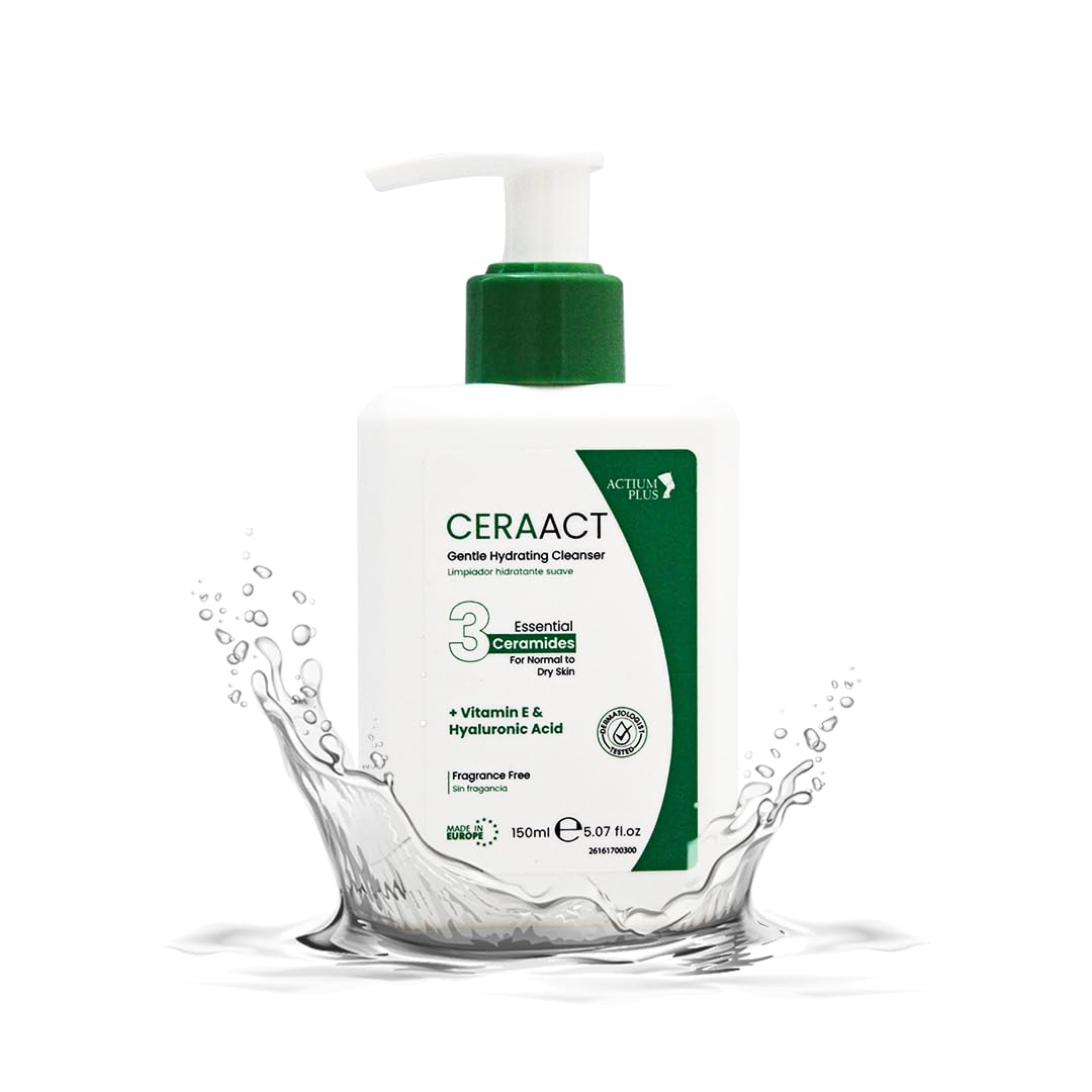 Actium Plus CERAACT Gentle Hydrating Cleanser For Normal To Dry Skin - Vitamin E & Hyaluronic Acid | Fragrance-Free Cleanser 150ml