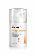 Solglo Hybrid Sunscreen SPF 70 PA++++ – Broad Spectrum Protection with Zinc Oxide, Titanium Dioxide, Avobenzone & Niacinamide – UVA/UVB, Blue Light & Pollution Defense – 50ml - Skiynse Dermatologique