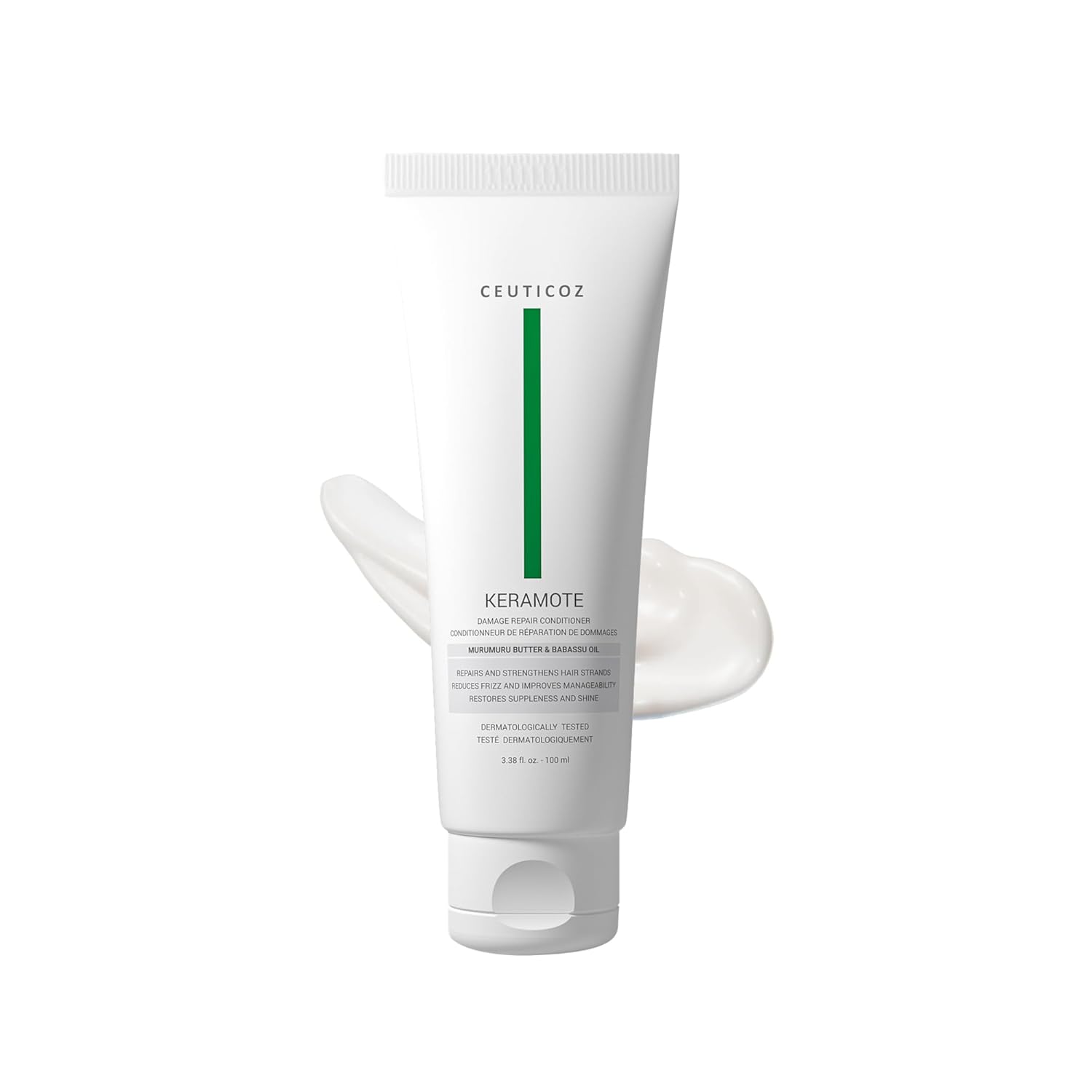 Ceuticoz Keramote Damage Repair Conditioner | For Damaged & Frizzy Hair | Repairs, strengthens & smoothe ( Pack of 2 )ns | Babassu Oil & Murumuru Butter | All Hair Types | 100ml
