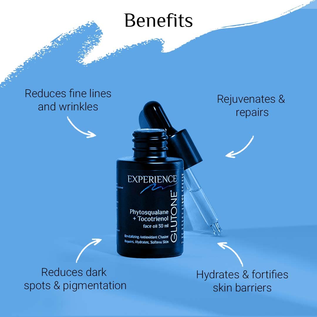 Glutone Phytosqualane Face Oil with Vitamin E & tocotrienol & colourless keratonoids | For firm, Hydrated & glowing skin | Lightweight & suitable for all skin types | 30 ml