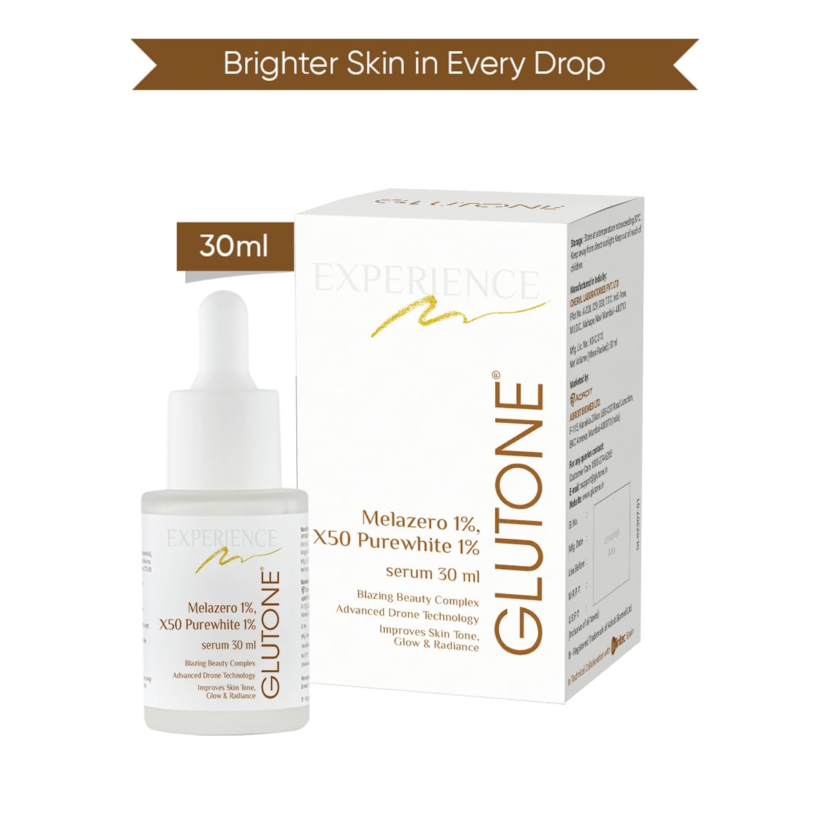 Glutone Skin Brightening Serum | Liposomal Glutathione | Evens Skin Tone |  30ml