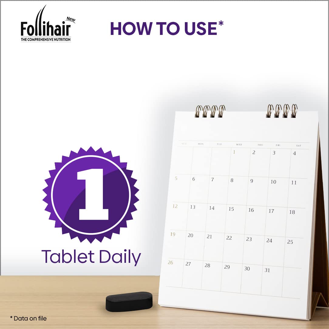 Follihair New By Abbott Helps Nourish & Strengthen Hair Follicles Tablet, Amino Acids, Vitamins, Minerals & Natural Extracts Twin Pack (30 X 2), 1 count, 30 capsules