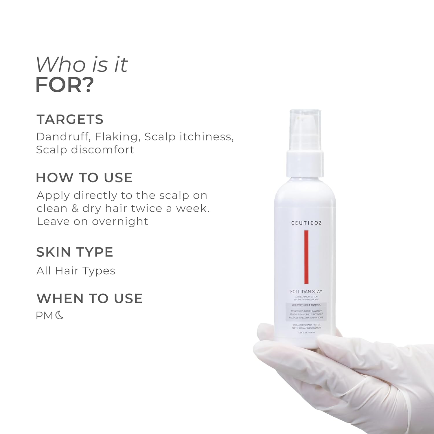 Ceuticoz Follidan Stay Dandruff Clear Lotion | For Persistent Dandruff & Scalp Inflammation | Targets dandruff & restores scalp health | Tea Tree Oil & Sage Oil | All Hair Types | 100ml (Pack of 2 )