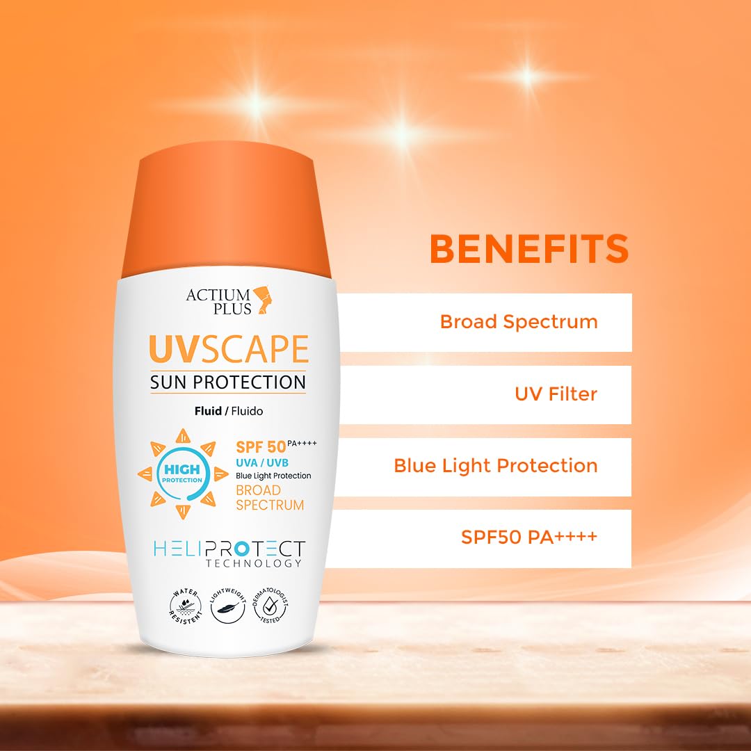 UVScape SPF 50 PA++++ Invisible Sunscreen Fluid | Ultra-Light Daily Sun Protection with Blue Light Shield, 24H Hydration & Soothing Formula | 50 ml