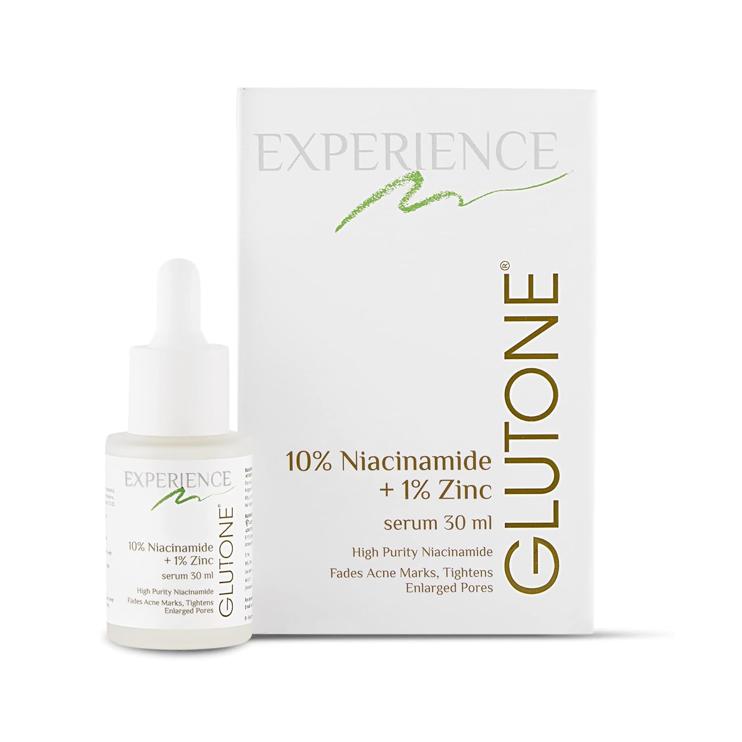 Glutone 10% Niacinamide serum with 1% Zinc PCA for clear, blemish-free Even Skin Tone | Controls excess sebum & breakouts |Tightens enlarged pores |30ml