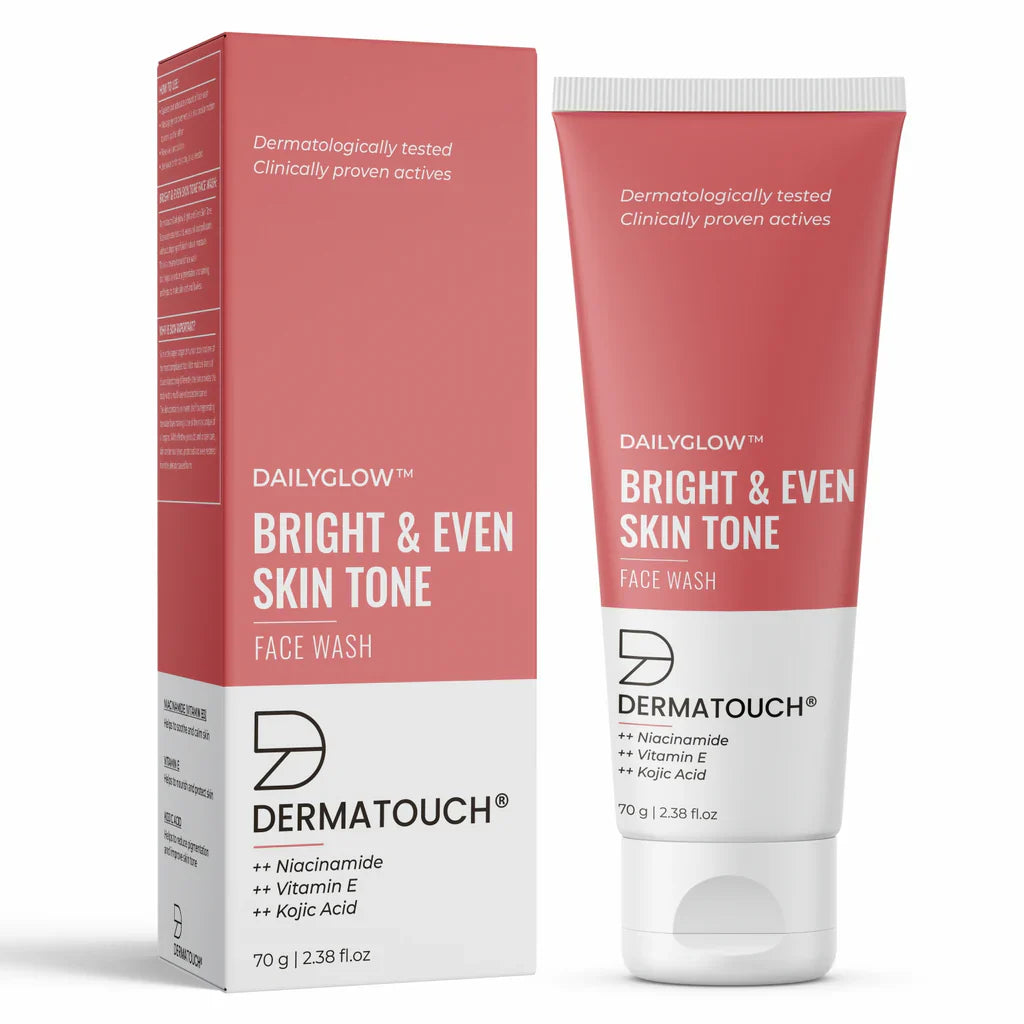 DERMATOUCH Bright & Even Tone Face Wash with Niacinamide, Vitamin E and Kojic Acid | Daily Gentle Face Cleanser For Tan, Pigmentation, Uneven Tone