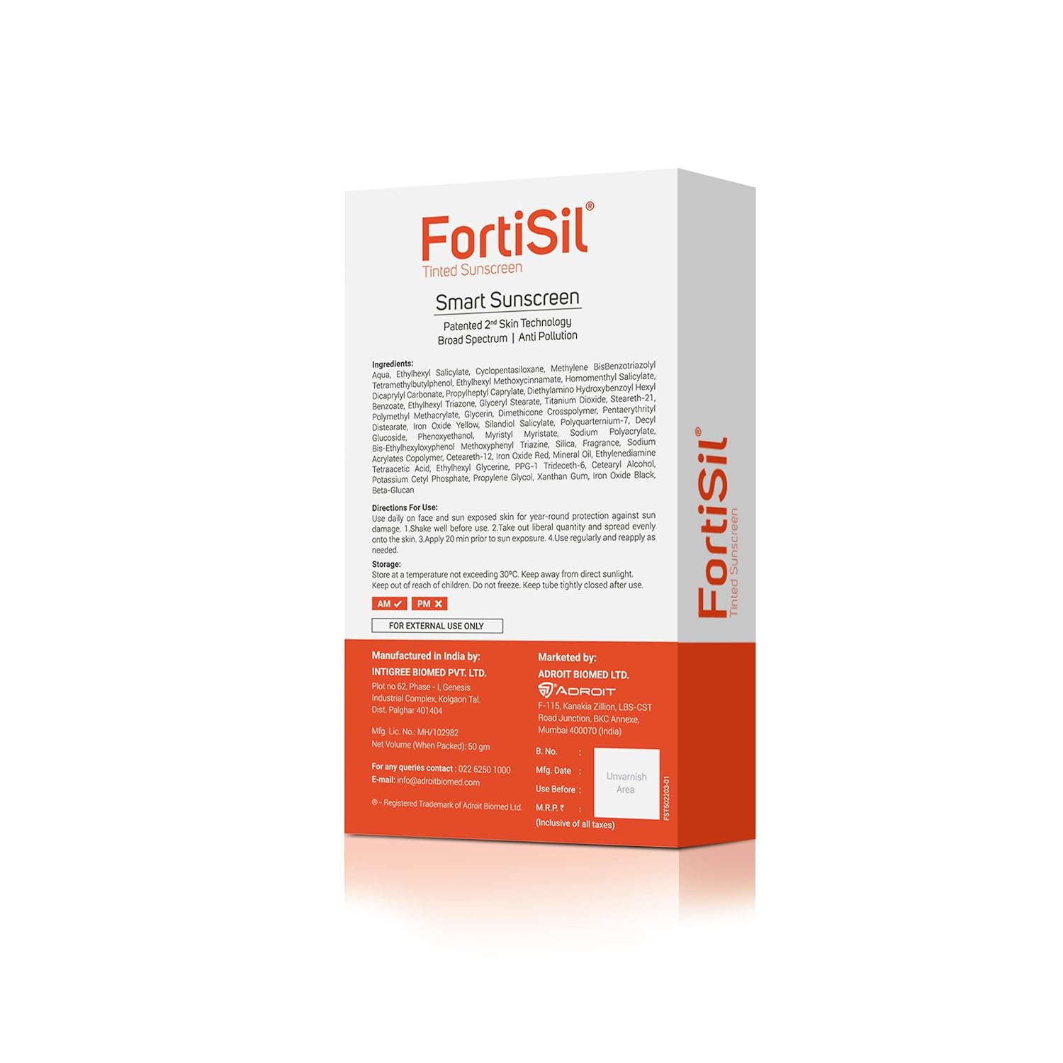 Fortisil Smart SPF 50+ PA+++ Tinted Sunscreen, 50g