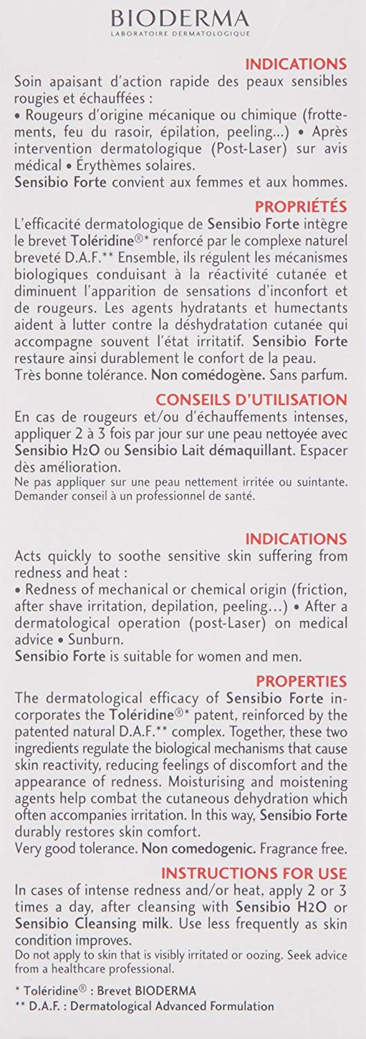 Bioderma Sensibio Forte Rapid Soothing Cream With Vitamin E - Damaged Skin
