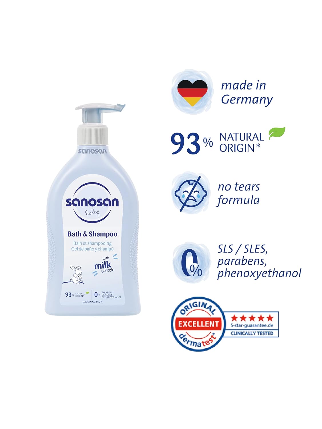 Sanosan Baby Bath and Shampoo SLS Free - 500ml
