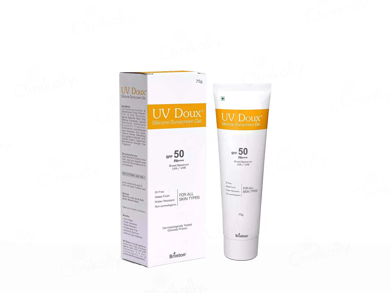UV Doux Silicone Sunscreen Gel with SPF 50 and PA+++ Broad Spectrum for Face & Body with No White Cast| Non Comedogenic, Paraben Free, Water Resistant | Clinically Proven,Benzene free